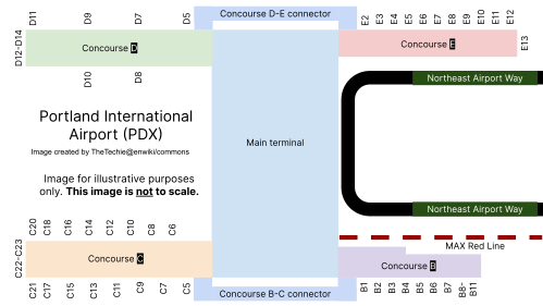 A map of Portland International Airport