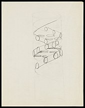 Pencil sketch of the DNA double helix by Francis Crick in 1953 Pencil sketch of the DNA double helix by Francis Crick Wellcome L0051225.jpg