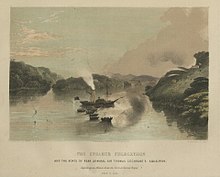 Steamer Phlegethon and the boats of Thomas Cochrane repelling an attack from the forts of Borneo Proper on 8 July 1846 Phlegethon repelling an attack from the forts of Borneo Proper.jpg