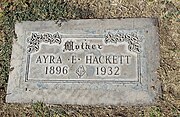 Grave-site of Ayra E. Hackett (1896–1932).