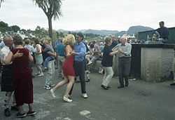 Street dancing on the last day of the Regatta fortnight
