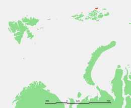 Location of Rudolf Island at the northern end of Franz Josef Land.