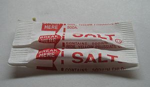 Single-serving salt packets.