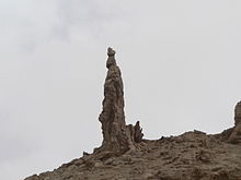 The pillar of salt said to be Lot's wife according to Christian tradition