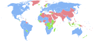 Map indicating the human sex ratio by country.
.mw-parser-output .legend{page-break-inside:avoid;break-inside:avoid-column}.mw-parser-output .legend-color{display:inline-block;min-width:1.25em;height:1.25em;line-height:1.25;margin:1px 0;text-align:center;border:1px solid black;background-color:transparent;color:black}.mw-parser-output .legend-text{}
Countries with more males than females.
Countries with the same number of males and females (accounting that the ratio has 3 significant figures, i.e., 1.00 males to 1.00 females).
Countries with more females than males.
No data Sex ratio total population 2020.svg