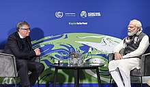 With Indian Prime Minister Narendra Modi at the COP26 climate summit in Glasgow in November 2021 The Prime Minister, Shri Narendra Modi meeting with Mr. Bill Gates, in Glasgow, Scotland on November 02, 2021 (2).jpg