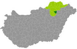 A Tiszaújvárosi járás elhelyezkedése Magyarországon