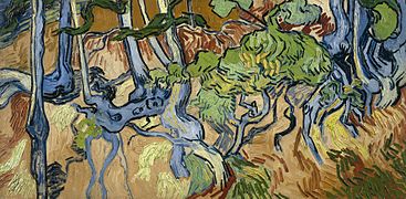 Racines d'arbres, huile sur toile (50 × 100), musée Van-Gogh.