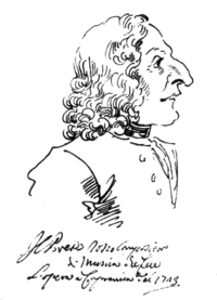 Caricatura de Vivaldi Il prete rosso de Pier Leone Ghezzi (1723)