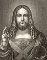 Etching by Wenceslaus Hollar (1607–1677) of the Salvator Mundi by Leonardo da Vinci