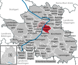 Elhelyezkedése Esslingen térképén