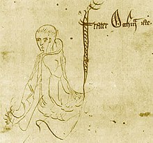 Manuscript illustration of William of Ockham William of Ockham - Logica 1341.jpg
