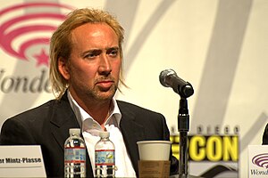 Nicolas Cage at a panel for Kick-Ass a WonderC...