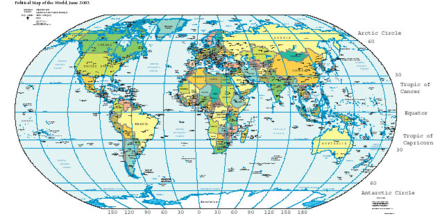 Word  on Mapa Da Terra Mostrando As Linhas De Latitude  Horizontalmente  E