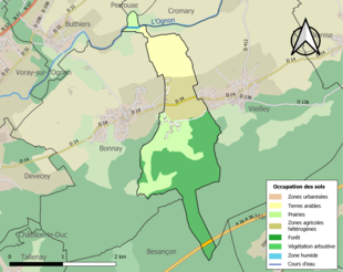 Carte en couleurs présentant l'occupation des sols.