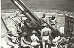 3.7inch heavy anti-aircraft gun at Fort Lytton 1943.