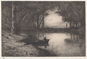 A Fisherman in a Wooded Pond at Evening, 1887, National Gallery of Art