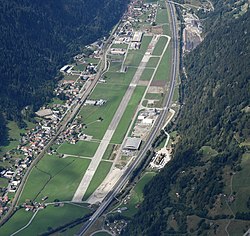 The airport and the village of Ambrì