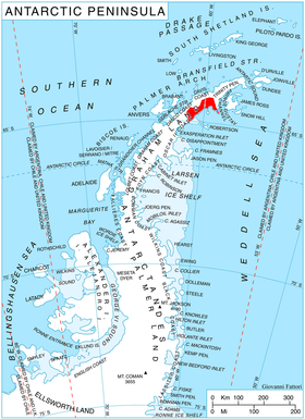 Ubicación de la Costa de Nordenskjöld (península Antártica)