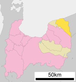 Vị trí thị trấn Asahi trên bản đồ tỉnh Toyama
