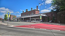 The station building and entry into Blackburn railway station.