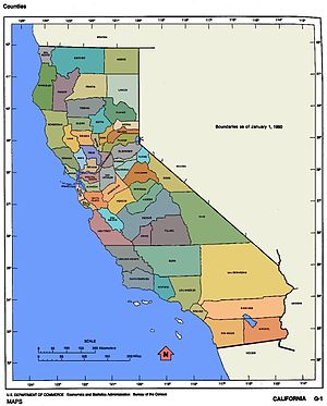 English: Map of the Counties of California