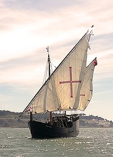 A replica of the Portuguese caravel Caravela Vera Cruz. These small, highly manoeuverable ships played an important role in overseas exploration. Caravela Vera Cruz.jpg