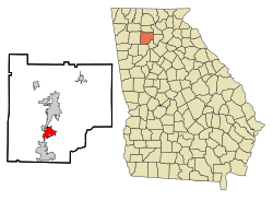 Location in Cherokee County and the state of Georgia