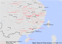 Map showing the communist-controlled Soviet Zones of China between 1929 and 1935. These areas were re-controlled by the Nationalist government after 1934. China Soviet Zones.png