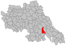 Location of Ciurea within present-day Iași County