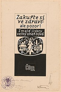 Grafická předloha k propagačnímu letáku Československé tabákové režie z roku 1948.