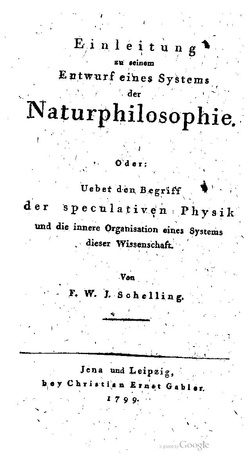 Természetfilozófiai korszaka 1799-es összegező művének címlapja