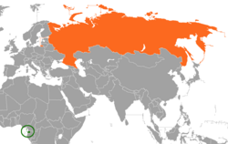 Карта с указанием местоположения Экваториальной Гвинеи и России