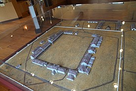 Fort Totten Historic Site model with surrounding palisade