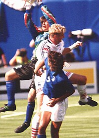 Gianluca Pagliuca makes the save against Norway (Jostein Flo) in the 1994 World Cup (cropped).jpg