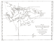 Carte des îles Malouines de 1773, titrée « A chart of Hawkins's Maidenland »