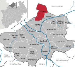 Läget för Hopsten i Kreis Steinfurt