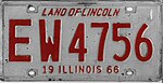 Номерной знак Иллинойса 1966 года - Номер EW 4756.jpg