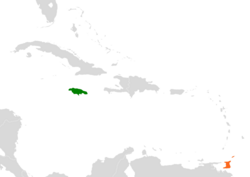 Map indicating locations of Jamaica and Trinidad and Tobago