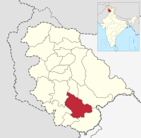 मानचित्र जिसमें उधमपुर ज़िला Udhampur district हाइलाइटेड है