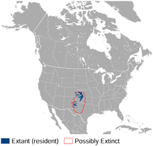 Map of distribution of lesser prairie chicken in North America