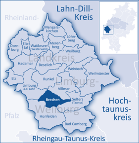 Poziția Brechen pe harta districtului Limburg-Weilburg