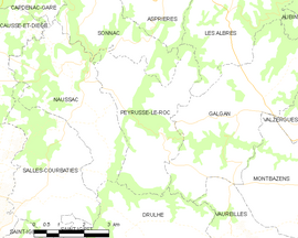 Mapa obce Peyrusse-le-Roc