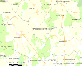 Mapa obce Sassierges-Saint-Germain