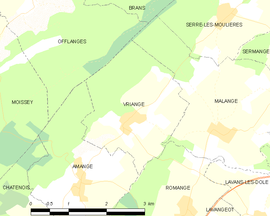 Mapa obce Vriange