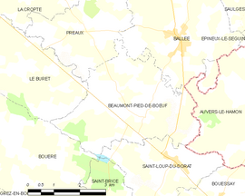 Mapa obce Beaumont-Pied-de-Boeuf