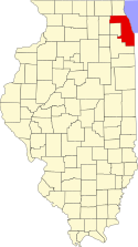Map of Illinois showing Cook County