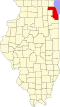 Mapa de Illinois con la ubicación del condado de Cook