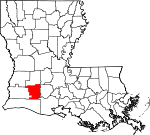 State map highlighting Jefferson Davis Parish