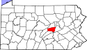 Harta statului Pennsylvania indicând comitatul Snyder